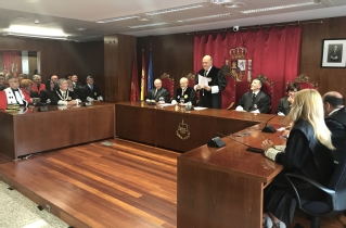 El presidente del TSJ de Navarra, Joaquín Galve, durante su intervención en el acto de apertura de tribunales